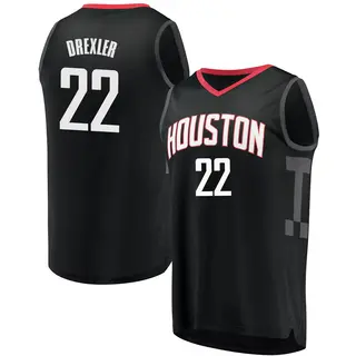 Men's Clyde Drexler Houston Rockets Fanatics Branded Black Fast Break Jersey - Statement Edition