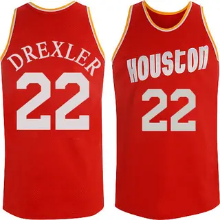 Men's Clyde Drexler Houston Rockets Mitchell and Ness Authentic Red Throwback Jersey