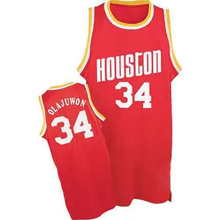 Men's Hakeem Olajuwon Houston Rockets Adidas Authentic Red Throwback Jersey
