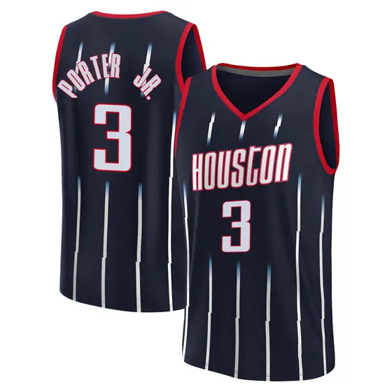Men's Kevin Porter Jr. Houston Rockets Fanatics Branded Replica Navy 2021/22 Fast Break City Edition Jersey
