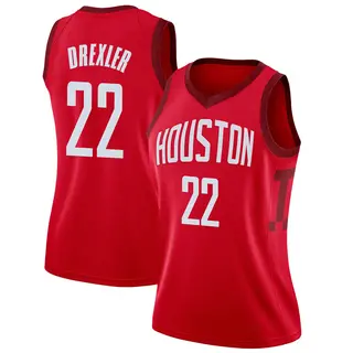 Women's Clyde Drexler Houston Rockets Nike Swingman Red 2018/19 Jersey - Earned Edition