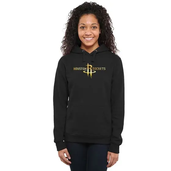 Women's Houston Rockets Gold Collection Ladies Pullover Hoodie - Black
