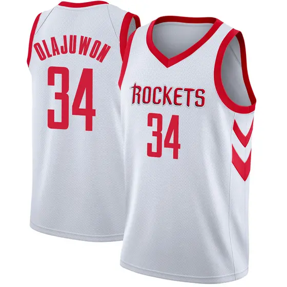 Youth Mitchell & Ness Hakeem Olajuwon Red Houston Rockets Swingman Throwback Jersey Navy